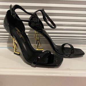 Saint Laurent YSL Opyum Black Snake Heel Sandals Size 37